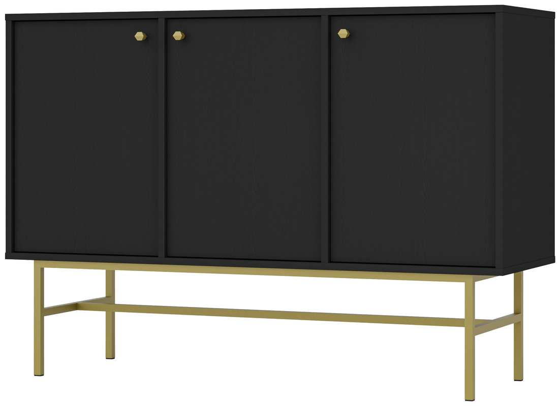 Czarna komoda trzydrzwiowa do salonu 124 cm TOKEN