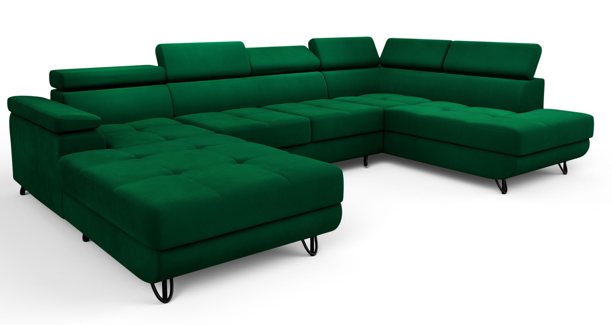 Rozkładana kanapa narożna z regulowanymi zagłówkami JASSY