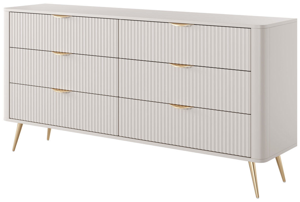 Komoda 163 cm do sypialni LEONTE z szufladami beżowa