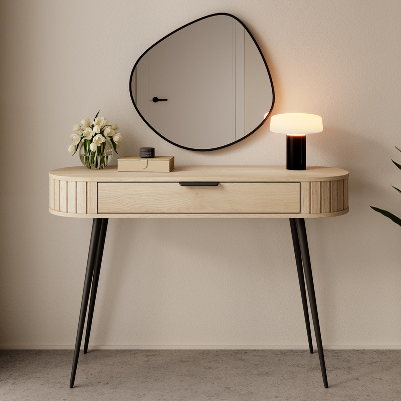 Toaletka kosmetyczna 120 cm z szufladą ryflowana LOVEL dąb cremona