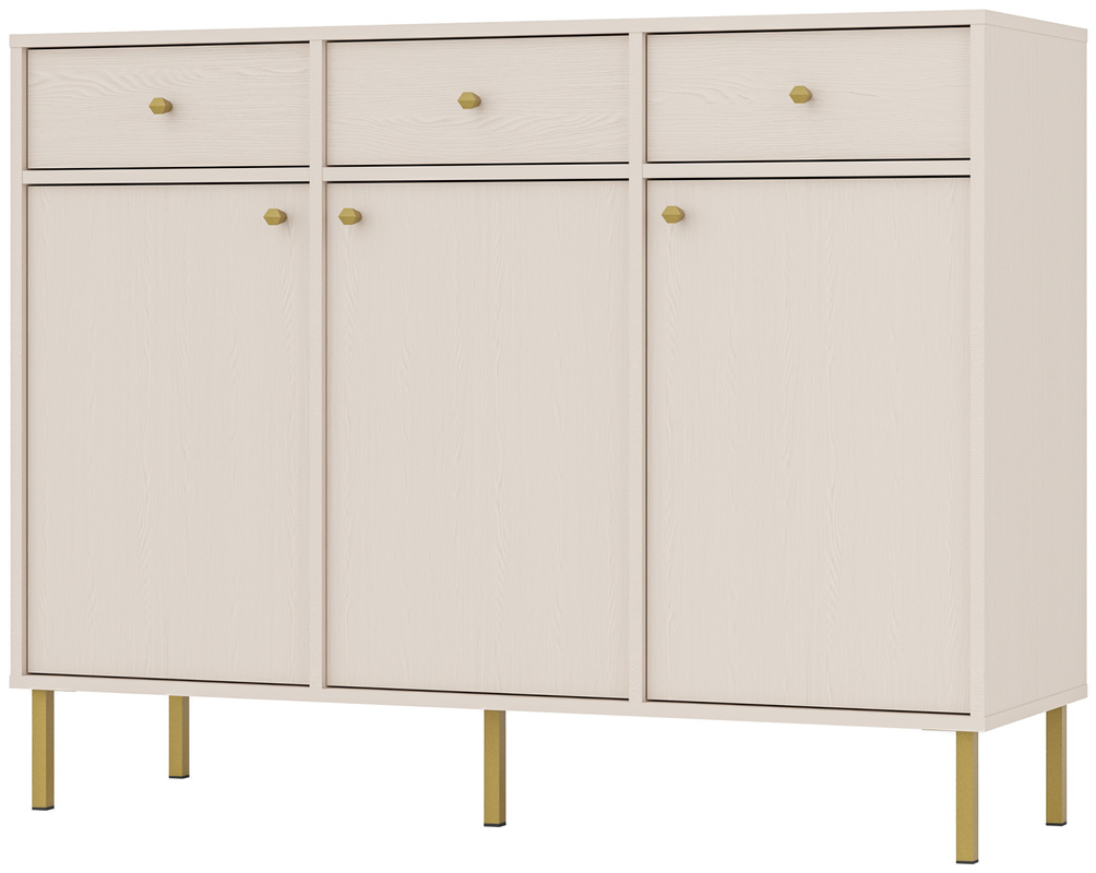 Beżowa nowoczesna komoda do salonu z szufladami TOKEN