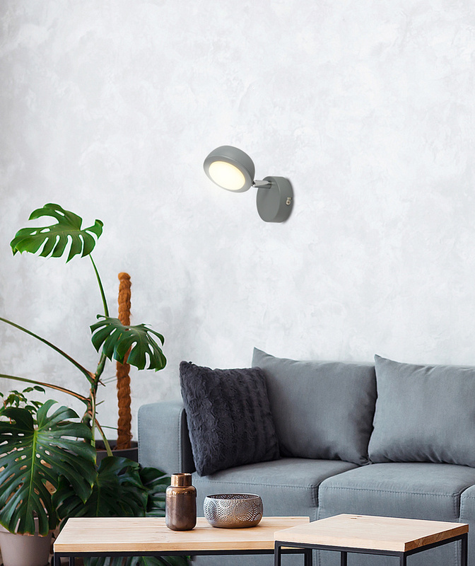 Szary kinkiet LED nad lustro z ciepłym światłem MILD metal