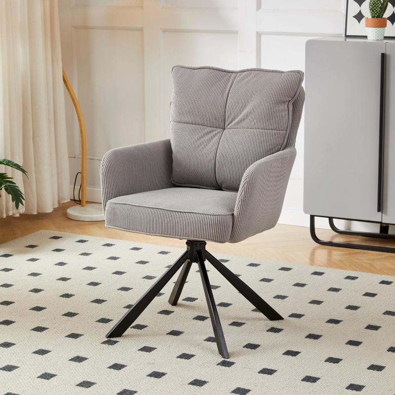 Szare krzesło obrotowe do jadalni SETI z automatycznym powrotem