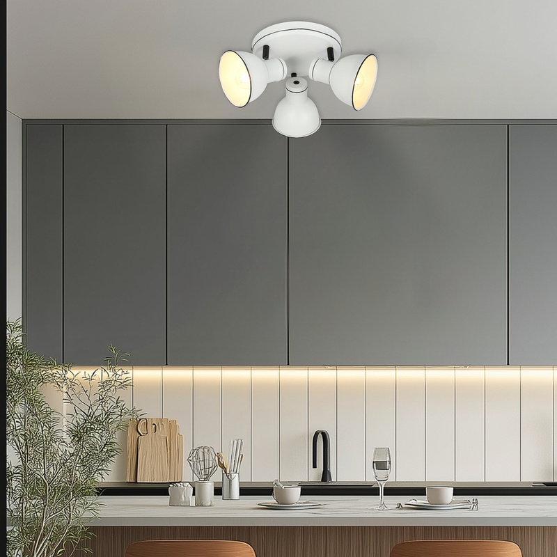 Biała lampa sufitowa regulowana 3-punktowa do salonu ZUMBA metal