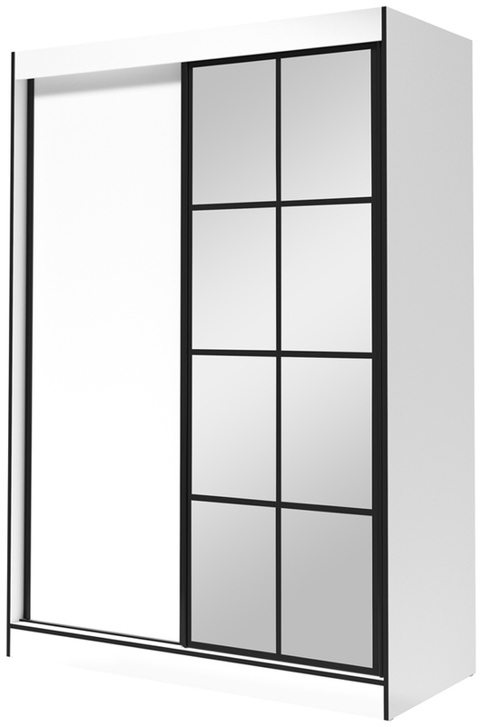 Nowoczesna szafa przesuwna z lustrem i półkami na ubrania 150 cm OLAS