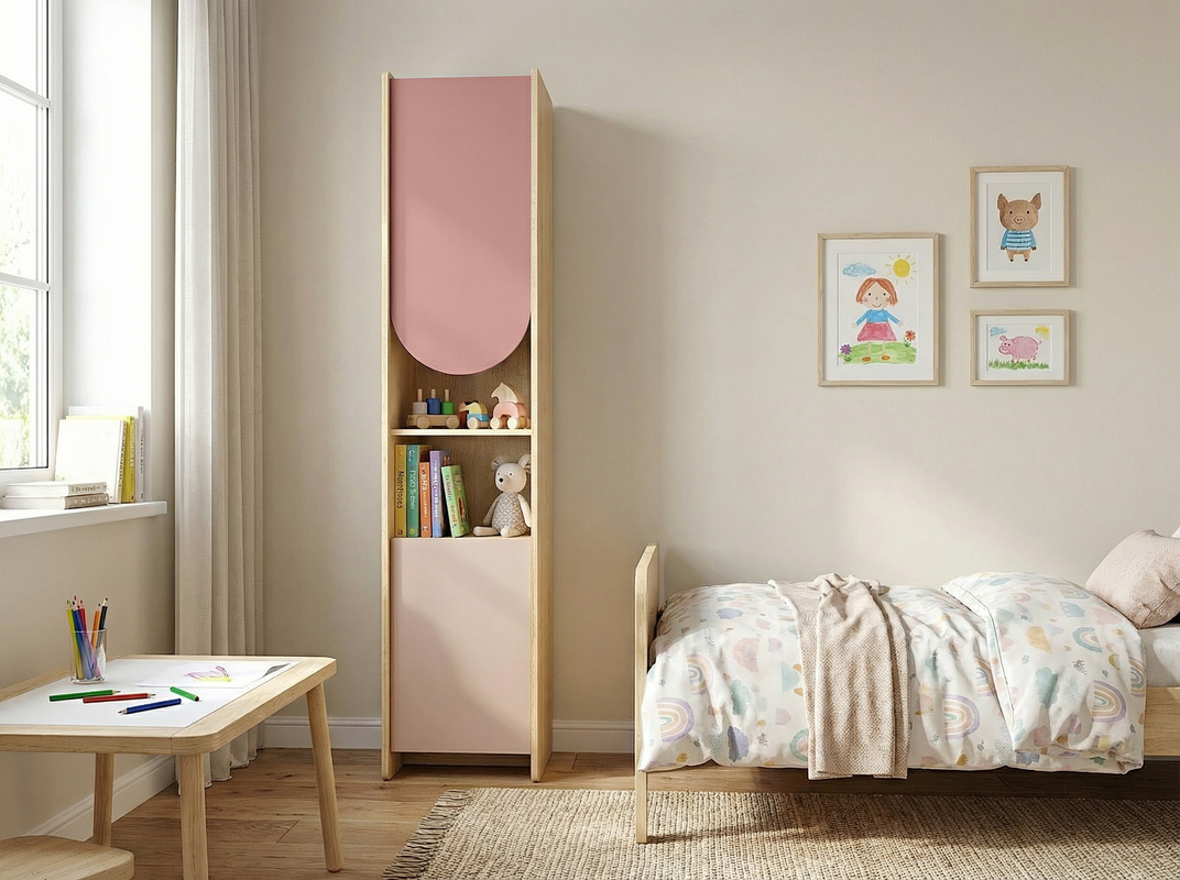 Regał na zabawki do pokoju dziecka 43 cm z szafką i półkami LOLLIE