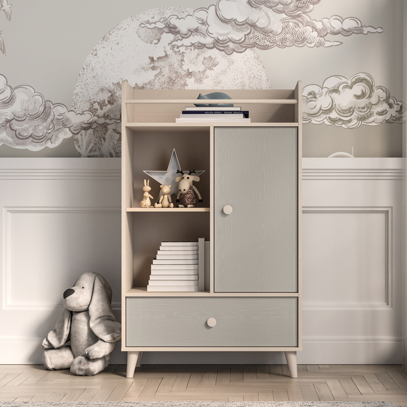 Komoda 80 cm do pokoju dziecka z szufladą i półkami MERLO