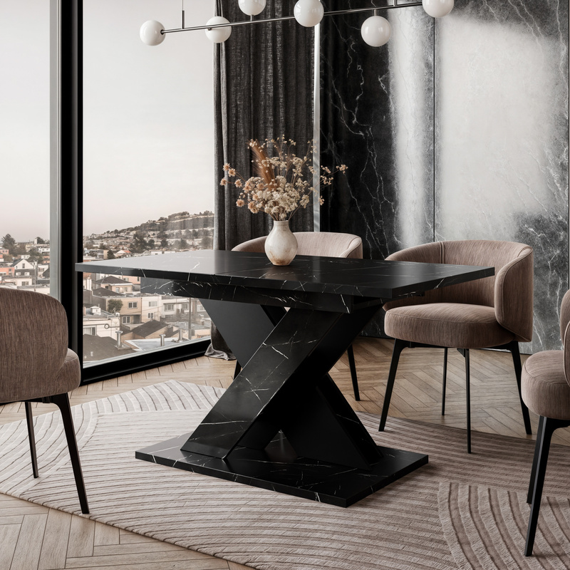 Stół rozkładany do salonu 160x80 cm TAPI czarny marmur