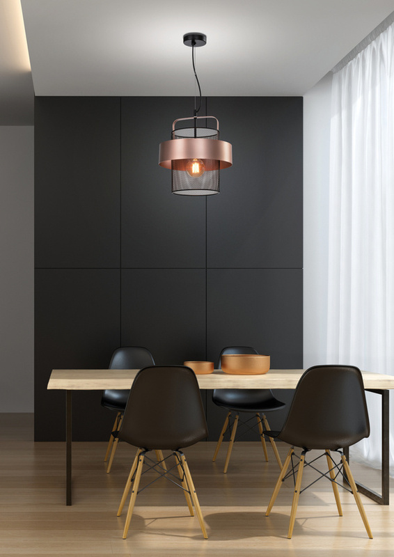 Czarna miedziana lampa wisząca industrialna do salonu FIBA metal