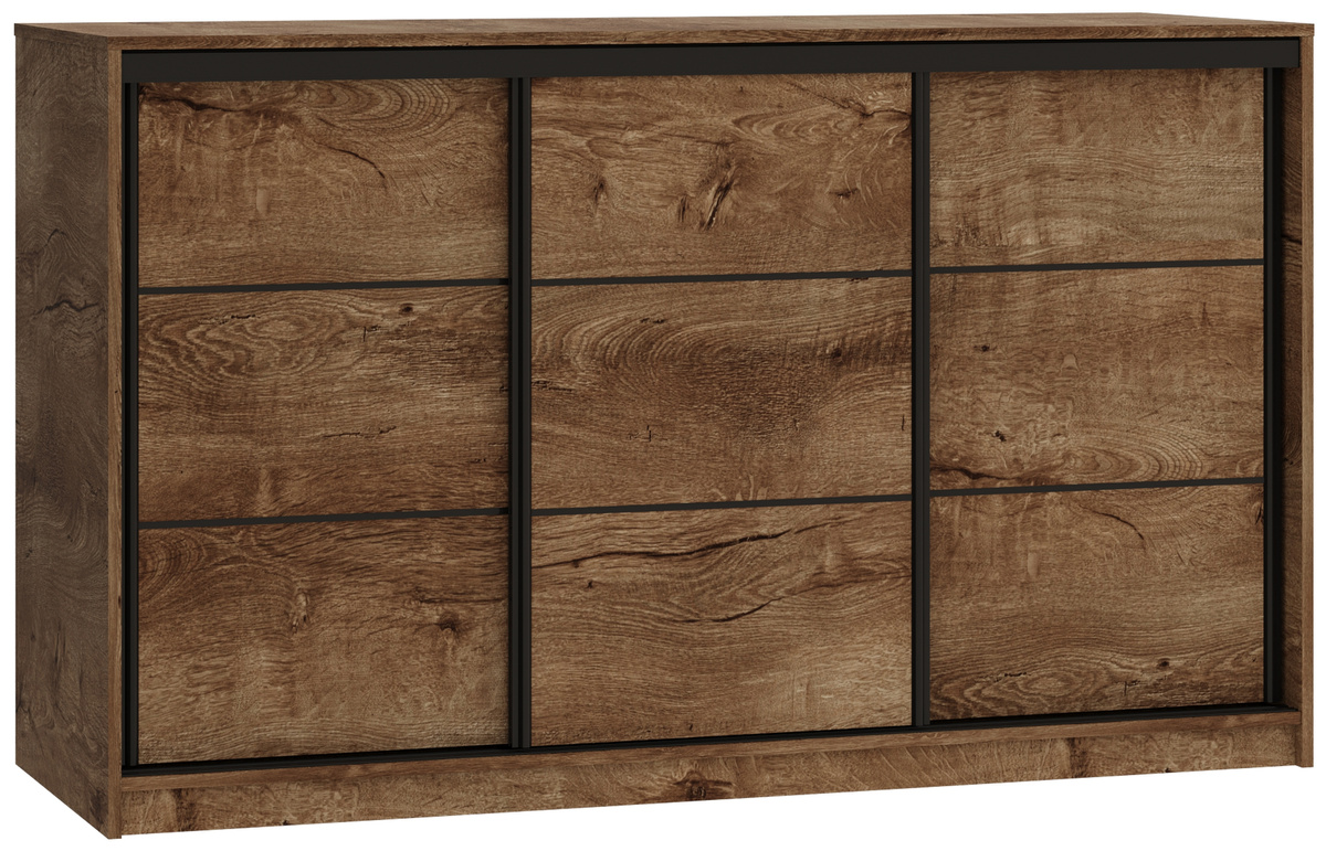 Komoda przesuwna z szufladami i drążkami 160 cm LOFT dąb lefkas