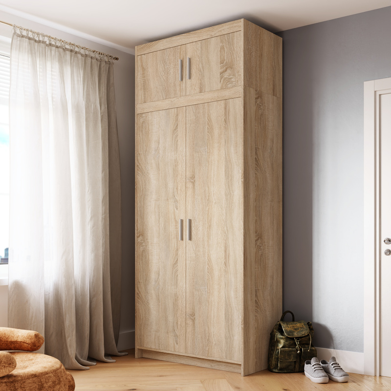 Dwudrzwiowa modułowa szafa z nadstawką dąb sonoma KUBA