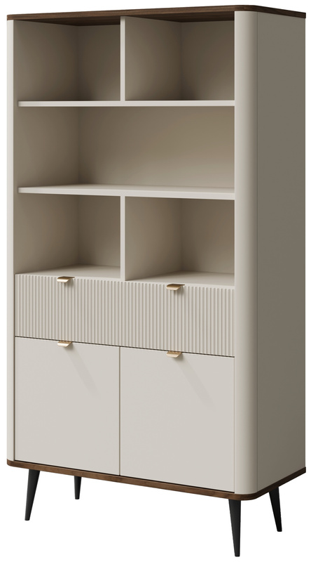 Półotwarty regał na książki do salonu z szufladami 90 cm MIREL