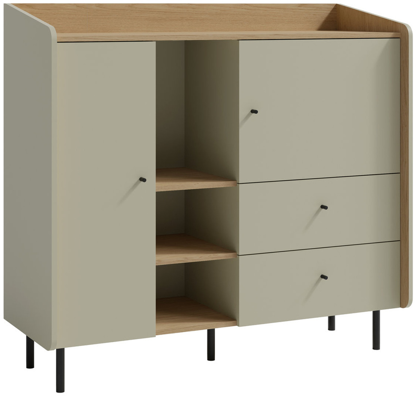 Młodzieżowa komoda na nóżkach z szufladami 125 cm nowoczesna ALDENO beż piaskowy