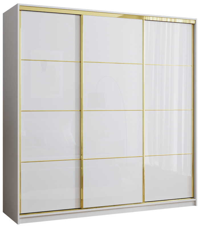 Szafa 200 cm biała przesuwna GOLD NEW połysk