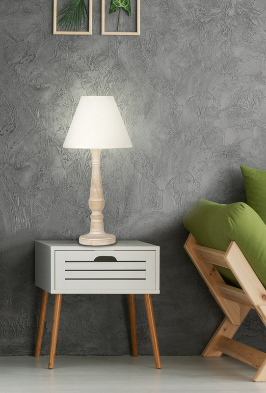 Biała lampka stołowa gabinetowa do biurka skandynawska FOLCLORE drewno