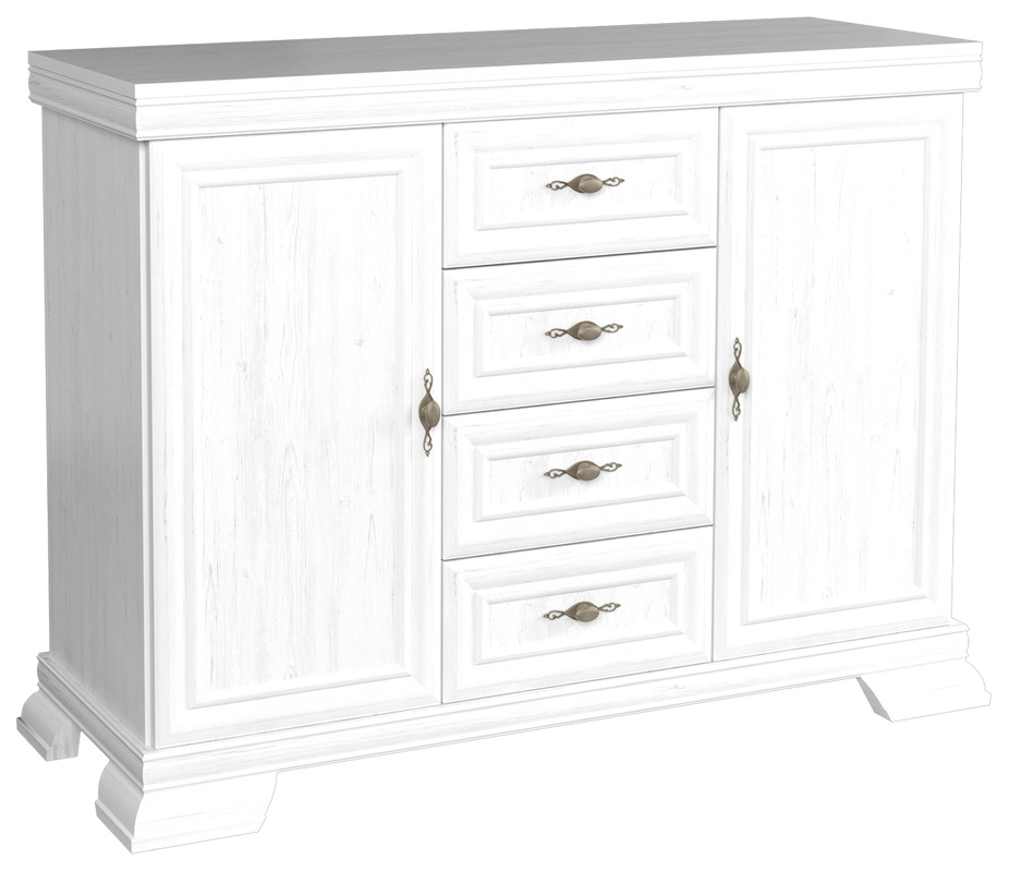 Biała komoda drzwi szuflady KOLONIA
