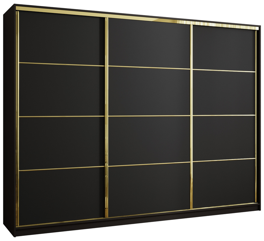 Trzydrzwiowa szafa przesuwna 280 cm z szufladami GOLD NEW glamour