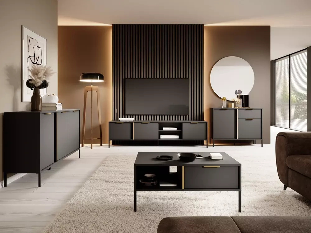 Zestaw mebli do salonu LECCE antracyt