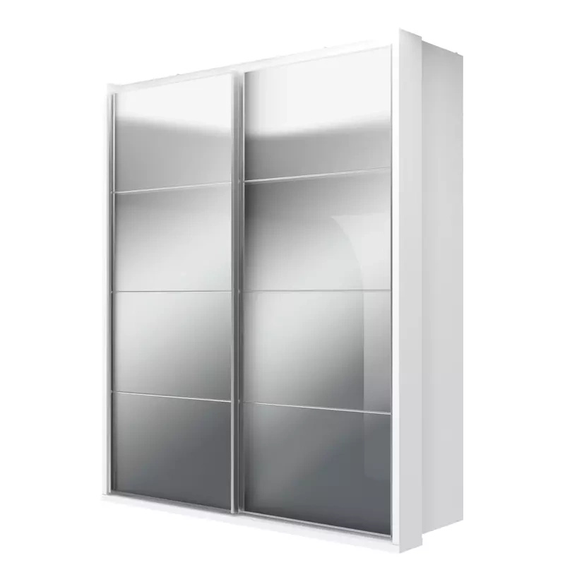 Biała szafa przesuwna z lustrem 180 cm półki drążek ARTI