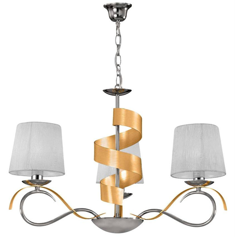 Chromowo-złoty żyrandol lampa wisząca 3-płomienna do salonu DECANIS metal