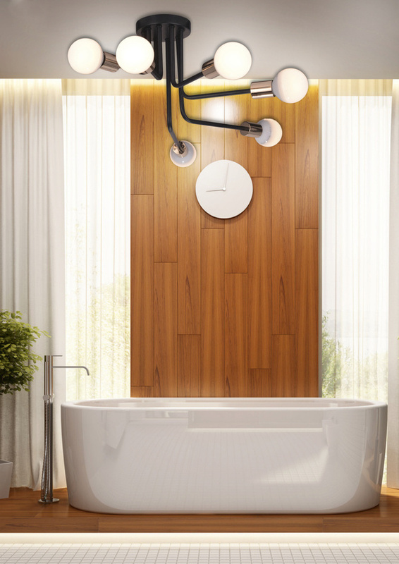 Czarna lampa sufitowa wisząca loft do salonu SPILL metal 6xE27