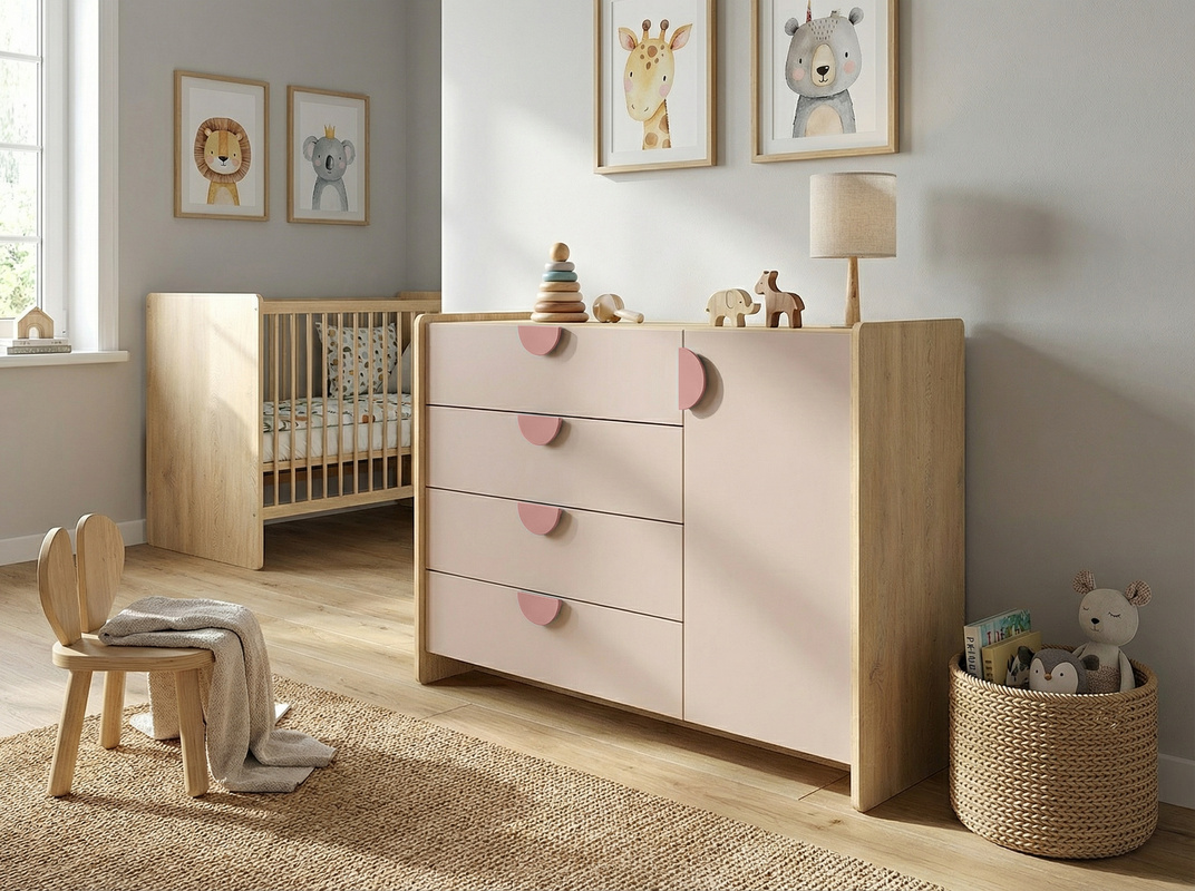 Komoda z szufladami 123 cm do pokoju dziecięcego LOLLIE dąb cremona