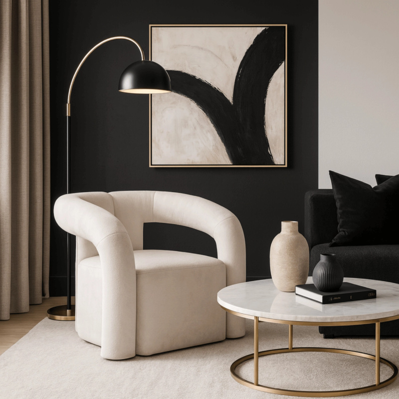 Kremowy fotel wypoczynkowy do salonu BRASILO boucle