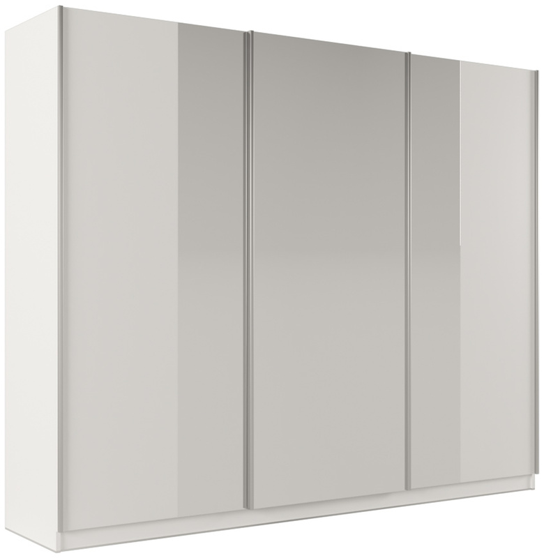 Biała trzydrzwiowa szafa przesuwna z lustrem 250 cm PARDO