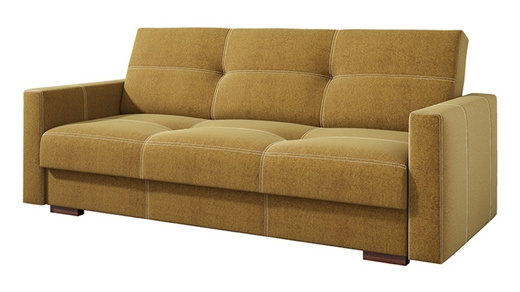 Musztardowa wersalka rozkładana z funkcją spania DIORA