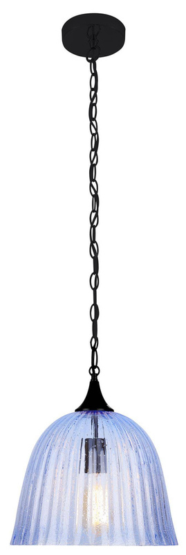 Niebieska lampa wisząca szklana do salonu VASE 1xE27 regulowana wysokość