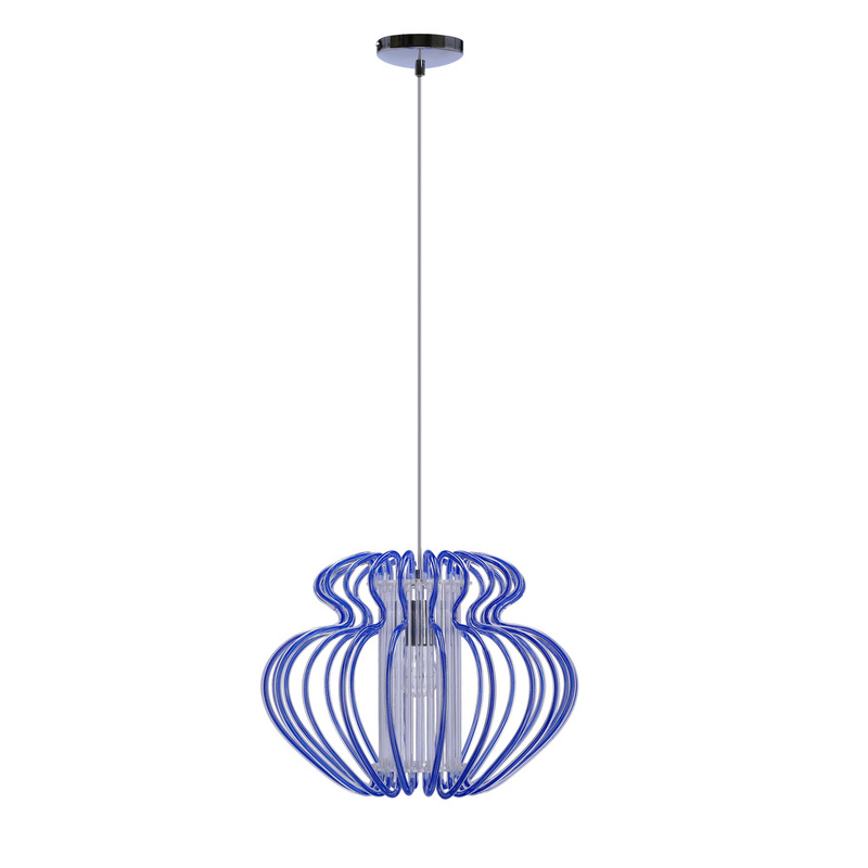 Niebieska lampa wisząca sufitowa z regulacją wysokości IMPERIA 1xE27