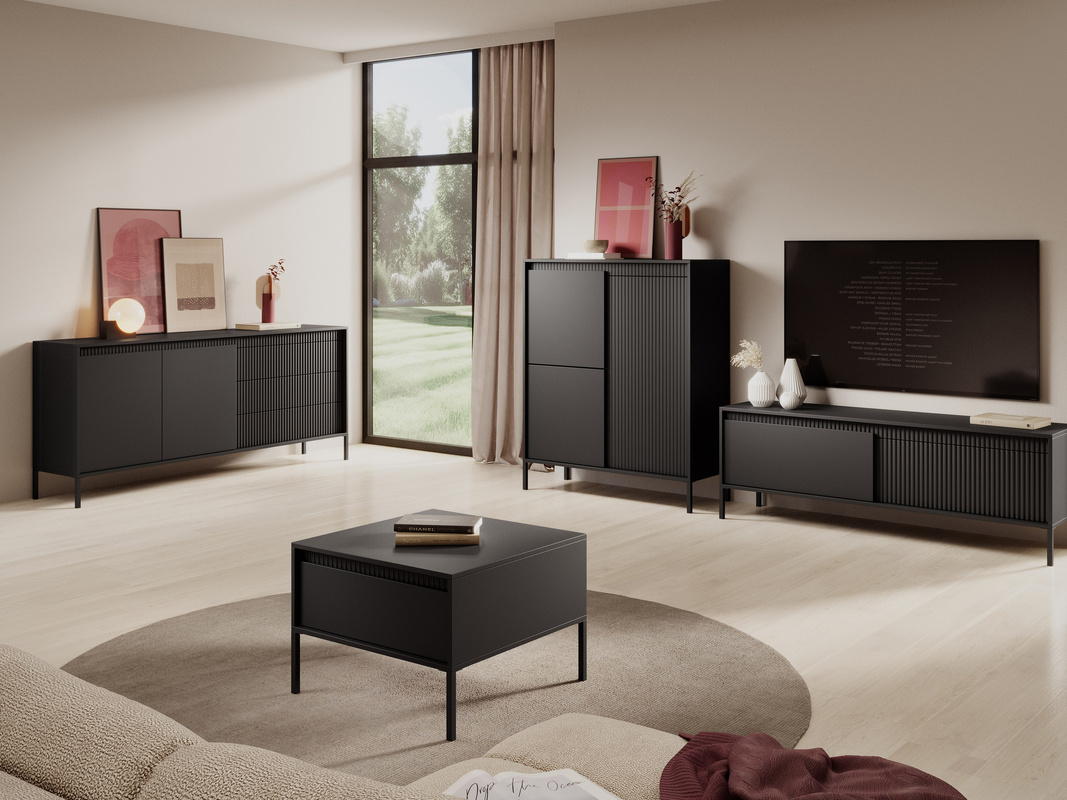 Zestaw czarnych mebli do nowoczesnego salonu SAREVO