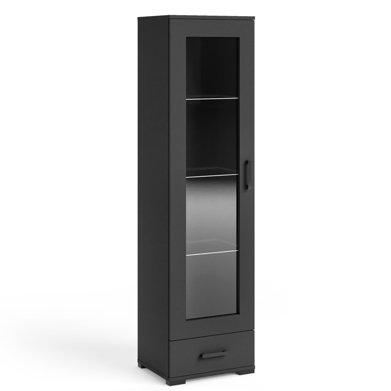 Czarna witryna na książki 50 cm do jadalni salonu z szufladą FIORA