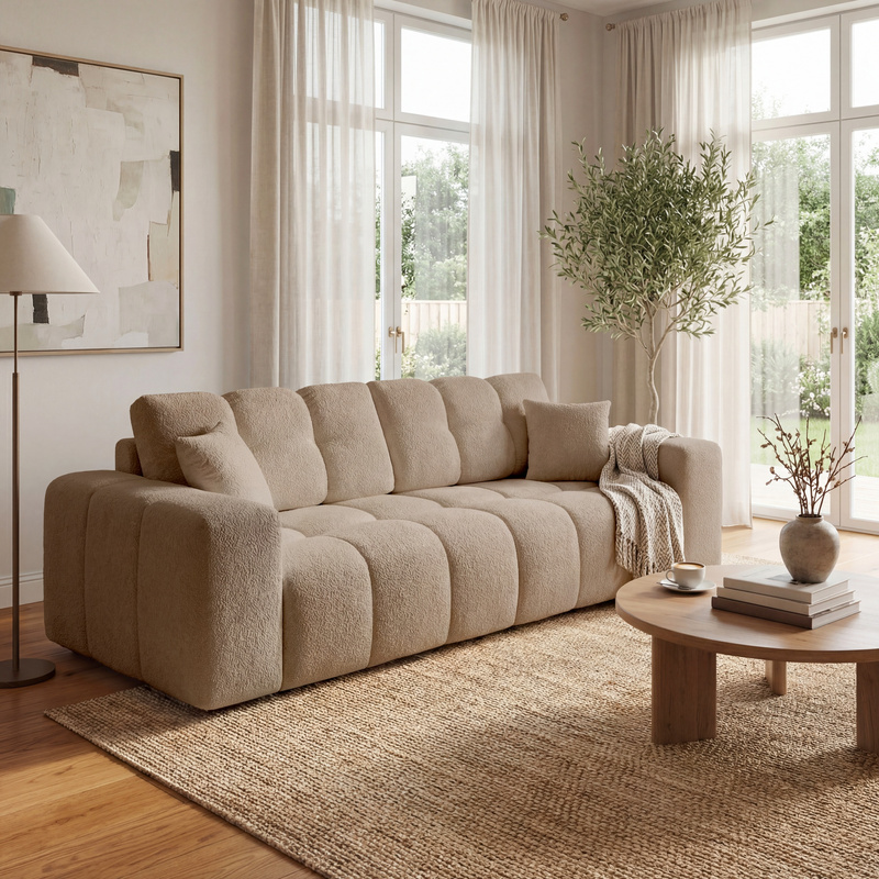 Sofa rozkładana z funkcją spania i pojemnikiem na pościel NEBU