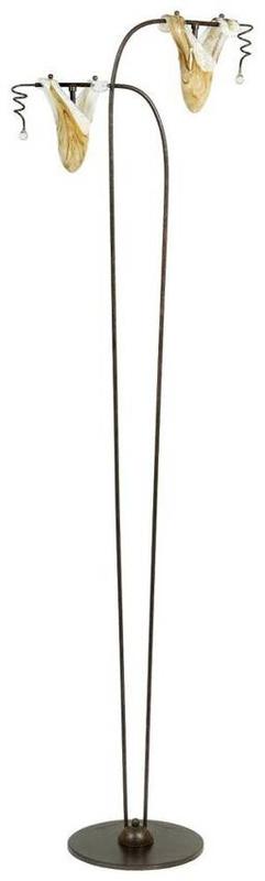 Brązowa lampa podłogowa stojąca do salonu z włącznikiem na kablu Magma