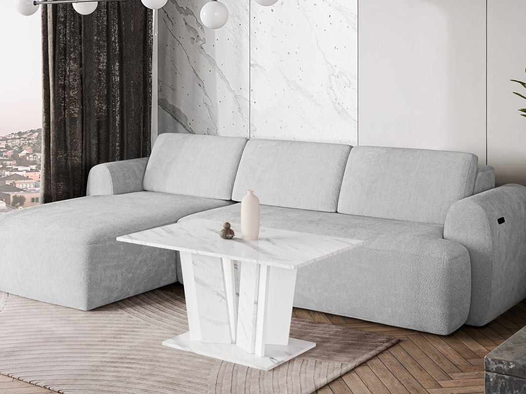 Stolik kawowy do salonu 100x60 cm DENOS biały marmur