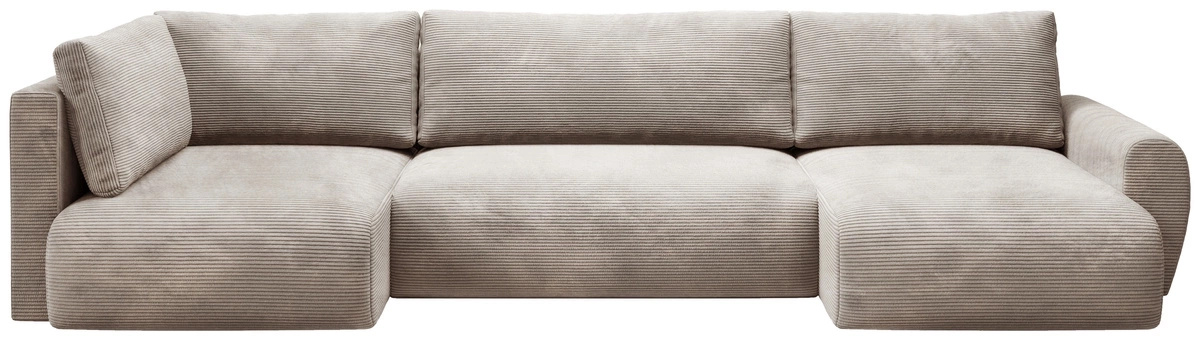 Duży rozkładany narożnik do salonu beżowy sztruksowy PATI MAXI