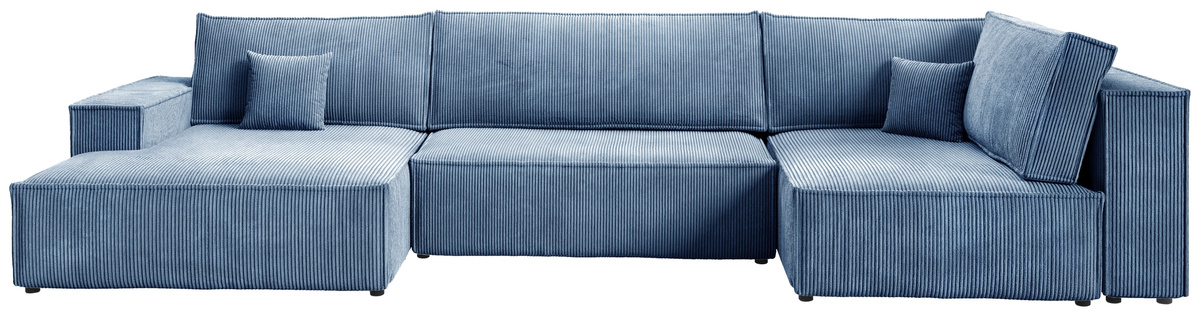 Niebieska kanapa narożna z funkcją spania PABLO MAXI