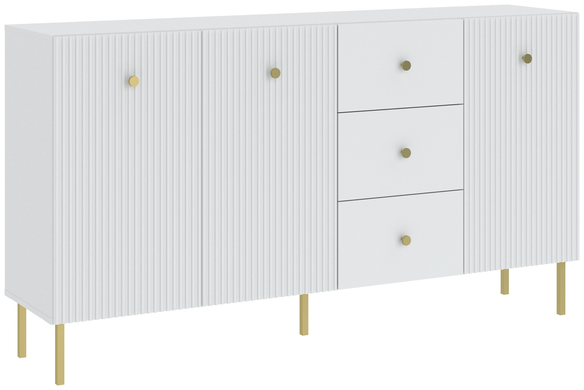 Komoda 178 cm do salonu z szufladami trzydrzwiowa VALTEO biały
