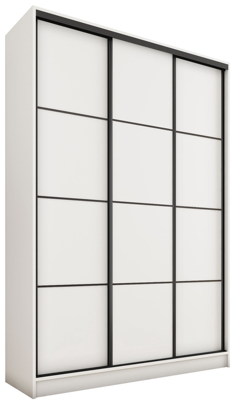 Biała trzydrzwiowa szafa przesuwna 150 cm LOFT MAX z szufladami