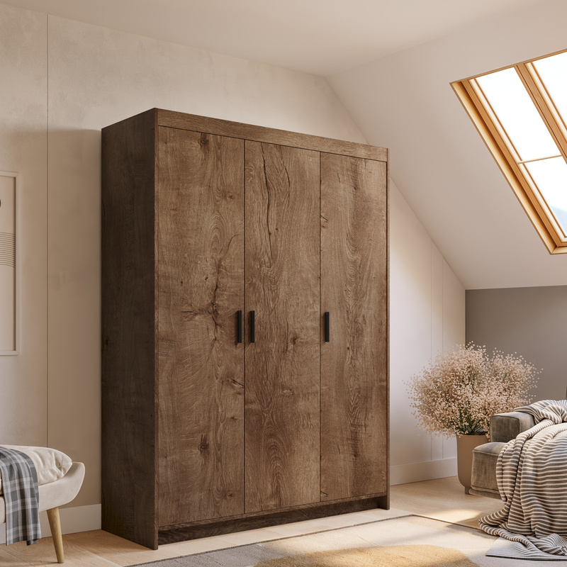 Trzydrzwiowa szafa modułowa 133 cm do przedpokoju dąb Lefkas KUBA