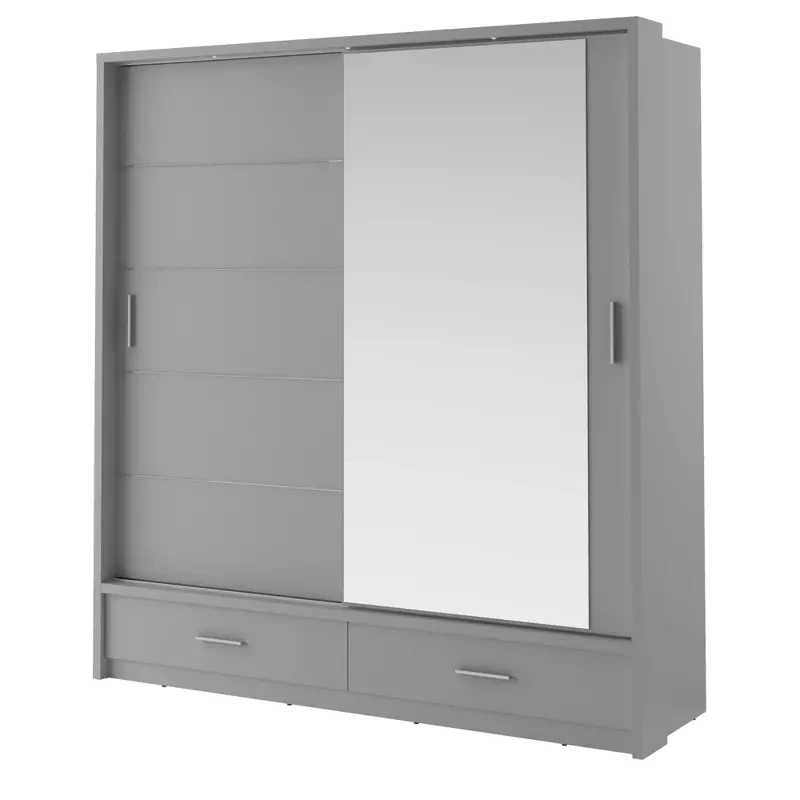 Szafa przesuwna z lustrem 200 cm szuflady półki ARTI