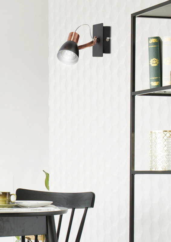 Czarny miedziany kinkiet ścienny nad lustro loft MARKUS metal