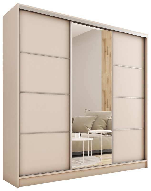 Nowoczesna szafa przesuwna z lustrem TOP 200 cm beż piaskowy