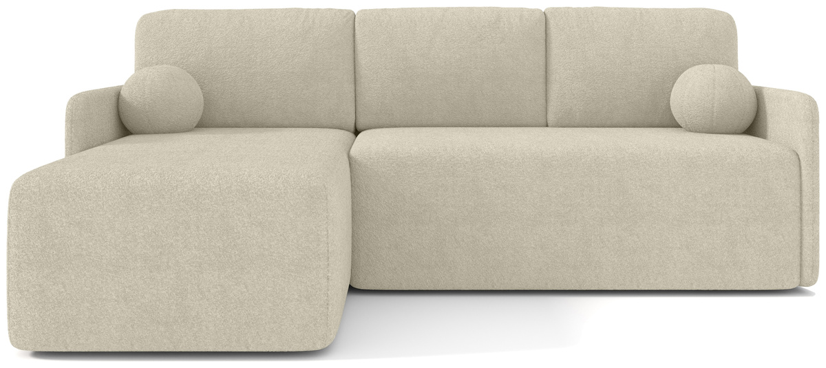 Beżowy narożnik z funkcją spania do salonu CLOUD tkanina baranek
