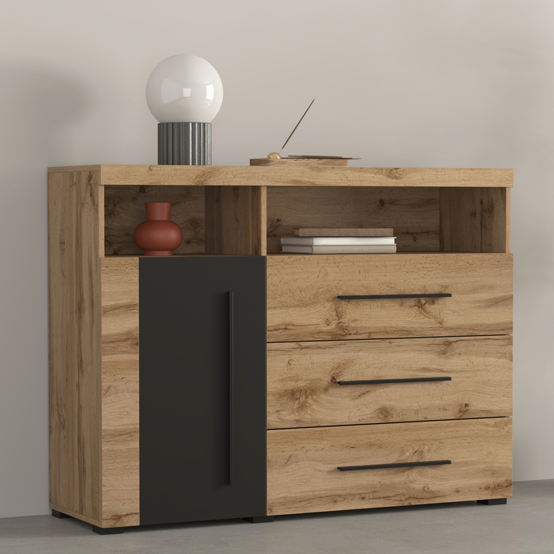 Komoda z szufladami 120 cm do salonu dąb wotan ROGER