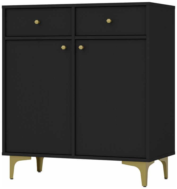 Komoda z szufladami i drzwiami 84 cm TOKEN czarny mat