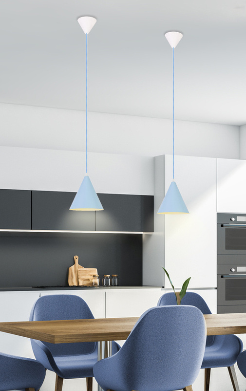 Żółta lampa wisząca stożek do salonu i jadalni Voss metal 20 cm