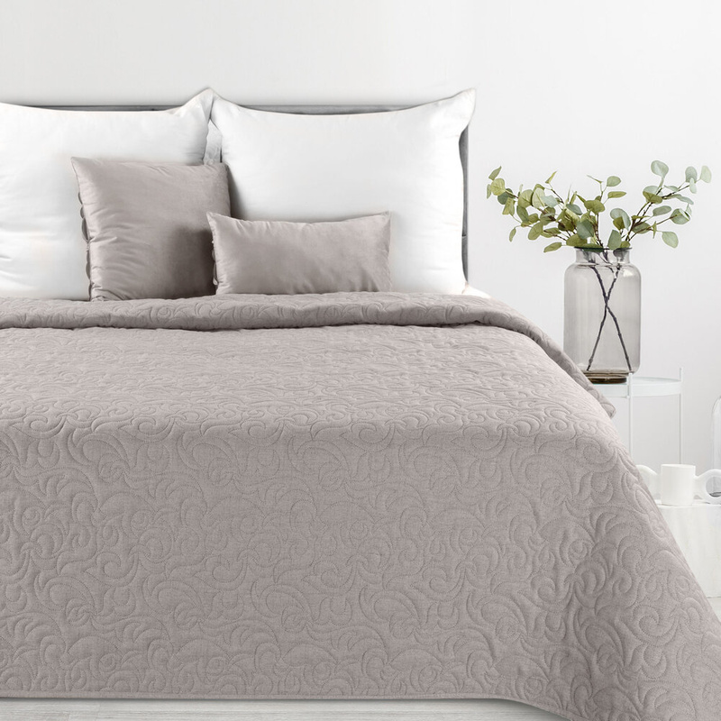 Narzuta na łóżko 200x220 cm popielata LENON 4 imitacja lnu