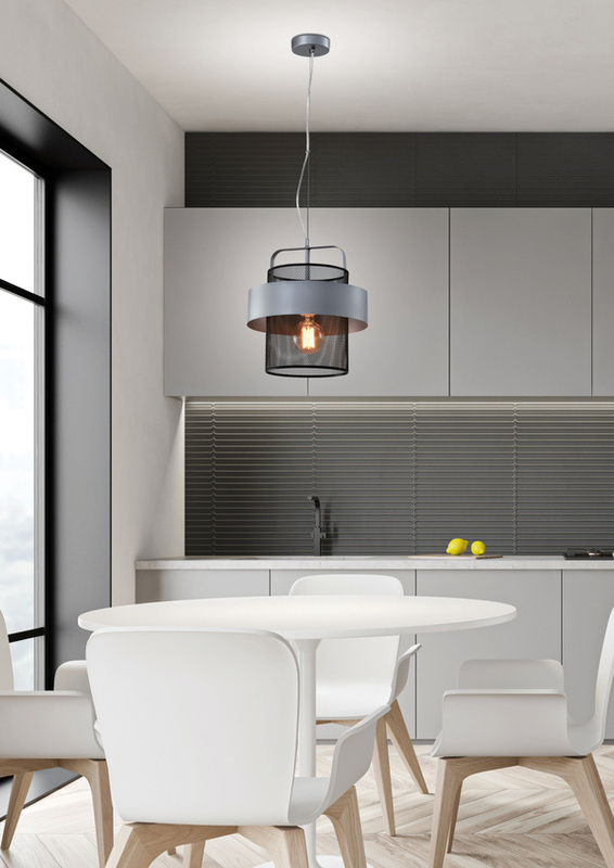 Czarna lampa wisząca industrialna do salonu FIBA metalowa 1xE27